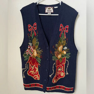 Tiara Christmas Sweater Vest with Stockings and Bells
